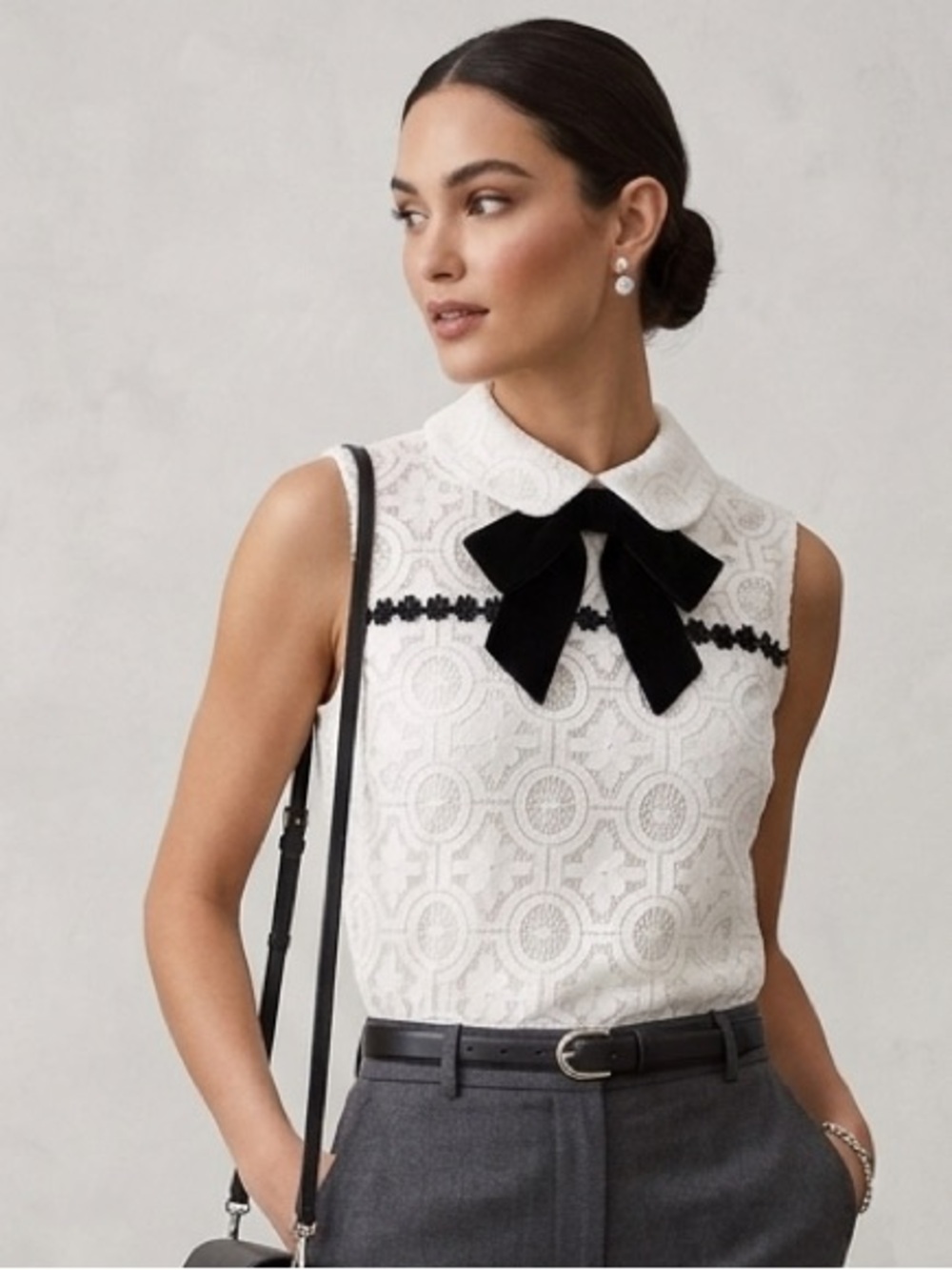 Karl Lagerfeld Paris Sleeveless Lace Blouse - Picture 8 of 10